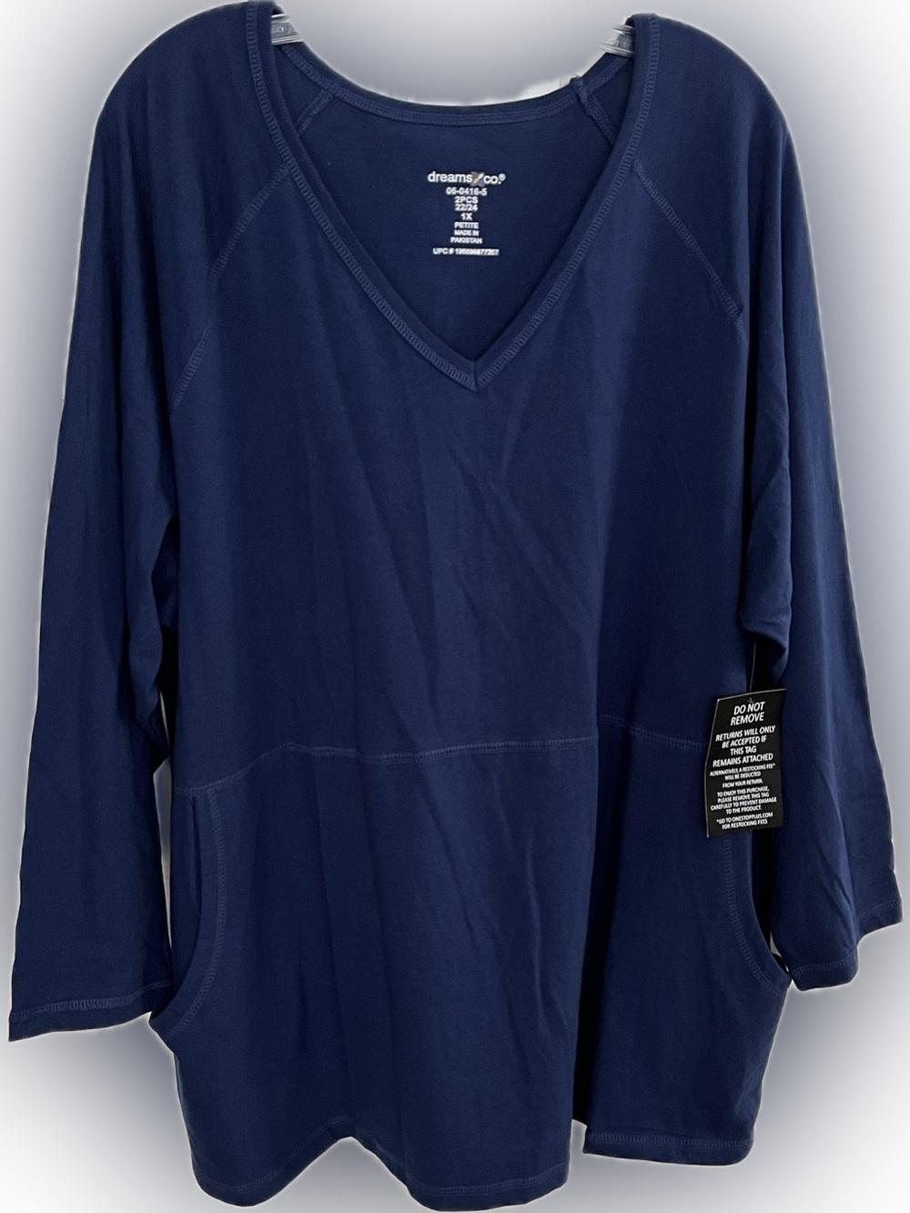 Dreams Co. Top 1X Petite 22/24 Blue Sleep Lounge Top